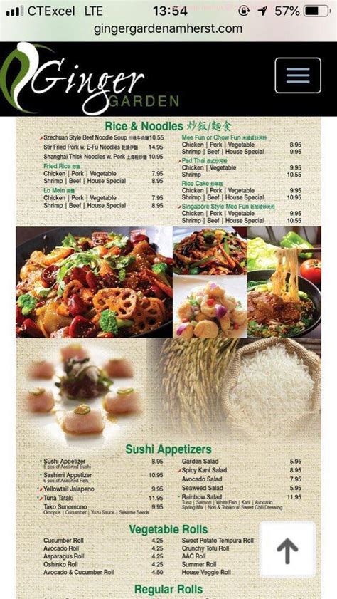 Online Menu of Ginger Garden Restaurant, Amherst, Massachusetts, 01002 ...