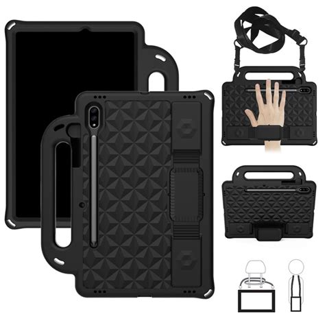 Wholesale Rhombus Design EVA Protection Case + Shoulder Strap for Samsung Galaxy Tab S7 - Black ...