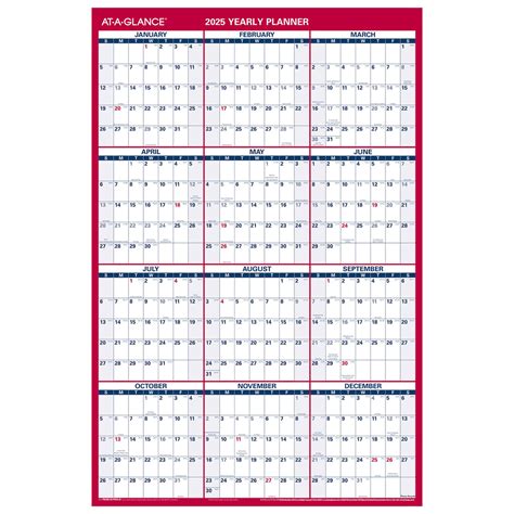 At-A-Glance 2025 Yearly Planner PM26-28, Dry Erase Wall Calendar, 24 x ...