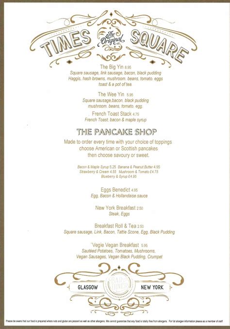 Menu - Times Square Bar & Diner