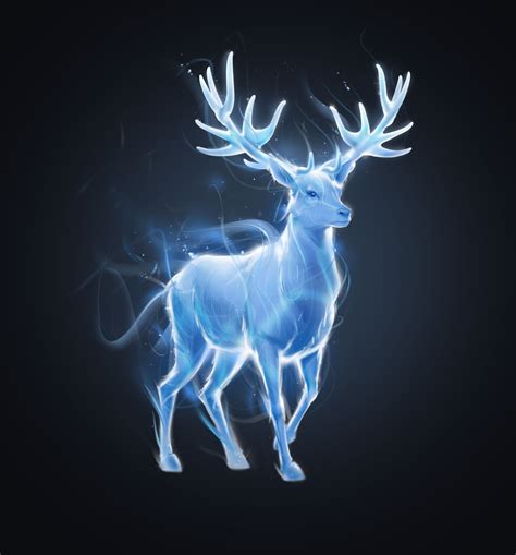 Illustration of Harry Potter's stag Patronus | Harry potter creatures ...