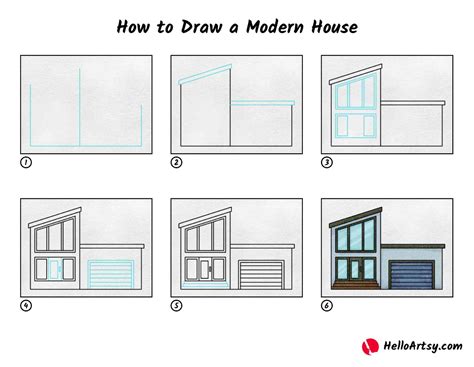 How to Draw a Modern House - HelloArtsy