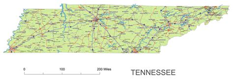 Tennessee State vector road map. | Your-Vector-Maps.com