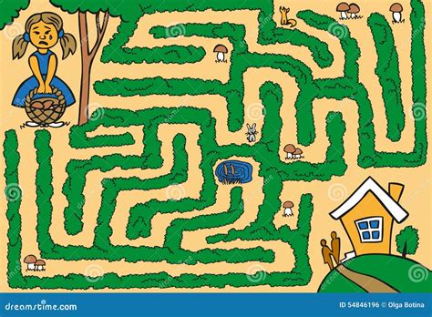 Forest Maze Game. Solution In Hidden Layer! Cartoon Vector | CartoonDealer.com #35090601