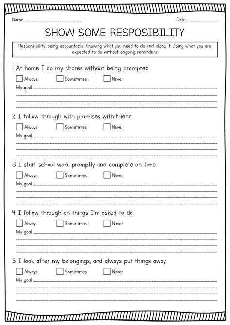 13 Printable Worksheets On Responsibility - Free PDF at worksheeto.com