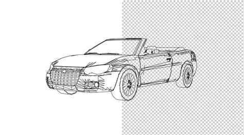 Premium PSD | Car hand drawing and sketch black and white.