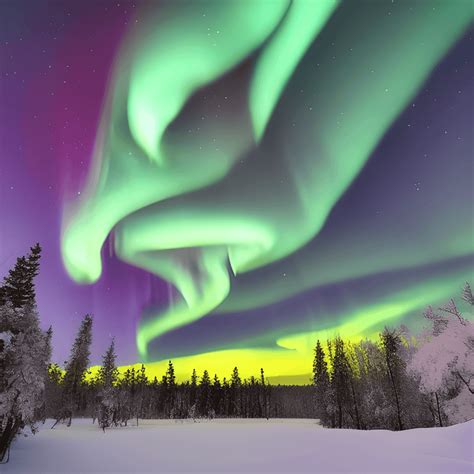 Finnish Winter Scenery with Aurora Borealis · Creative Fabrica