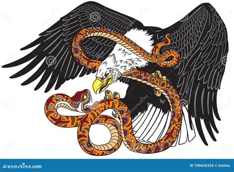 Eagle Fighting a Snake Serpent Stock Vector - Illustration of reptile, fight: 106626324