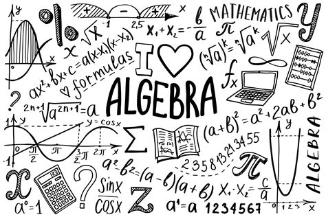 Maths symbols icon set. Algebra or mathematics subject doodle design ...