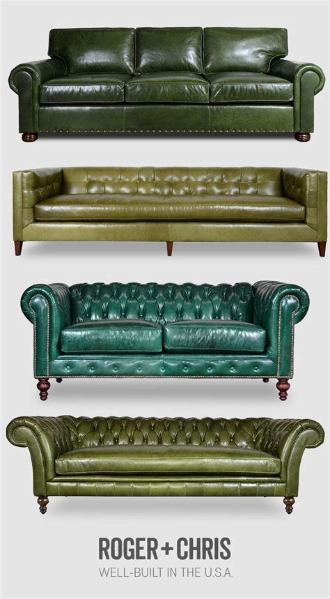 Green leather sofas, green leather Chesterfields, green leather couches, green leather f ...