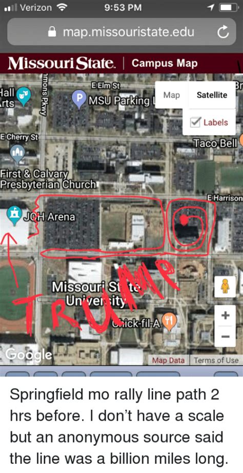 Verizon 953 Pm Mapmissouristateedu C Missouri State Campus Map P Msu with Missouri State Parking ...