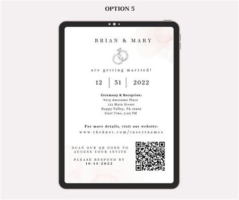 Wedding Invitation Template and QR Code - Personalized Digital Download (5 options) | Wedding ...