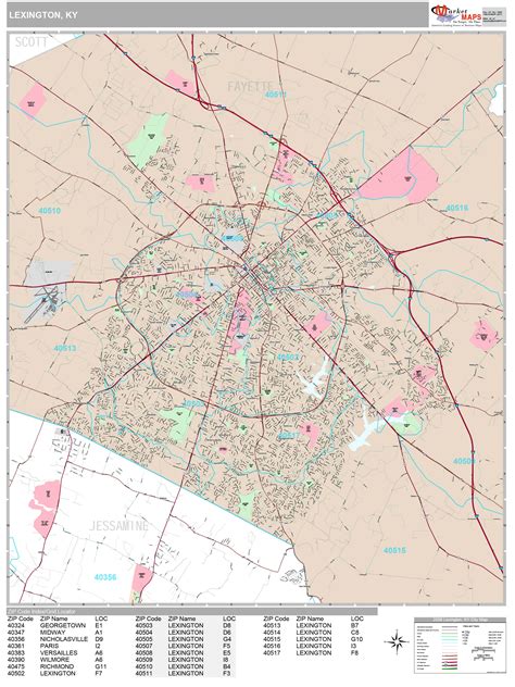 Lexington Kentucky Wall Map (Premium Style) by MarketMAPS