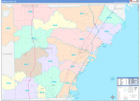 Monroe County, MI Wall Map Color Cast Style by MarketMAPS - MapSales