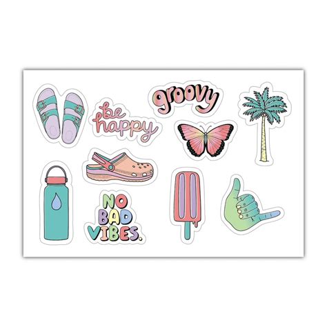 Aesthetic Stickers Mini 21 Pack SMALL 1" x 1" Water Bottle Stickers - | Big Moods