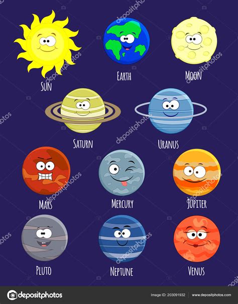 Vector set of cartoon solar system planets. Solar system illus Stock Illustration by ©BudOlga ...