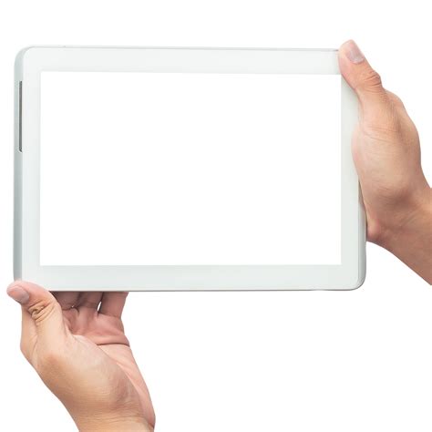 Hand holding tablet computer with screen mockup 8520015 PNG