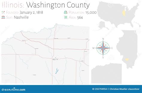 Map of Washington County in Illinois Stock Vector - Illustration of ...