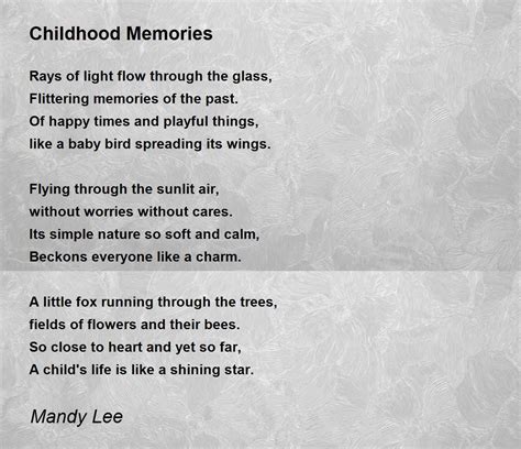 Poems About Memories Of Childhood