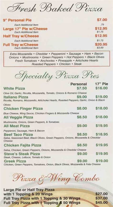 Donatello's Menu, Niagara Falls, NY