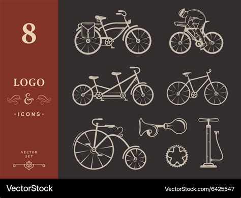 Set vintage sign and silhouette bicycle Royalty Free Vector