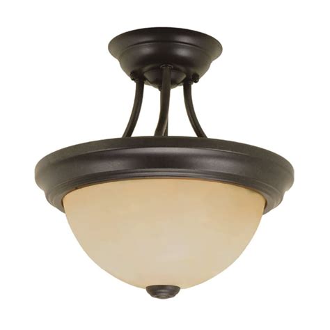 Shop Millennium Lighting 11-in W Burnished Gold Frosted Glass Semi-Flush Mount Light at Lowes.com