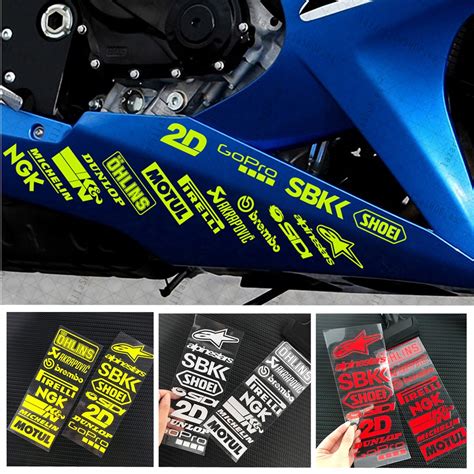 2Pcs Motorcycle Reflective Stickers MOTOGP SBK 2D Sponsor Series Stickers Full Set of Modified ...