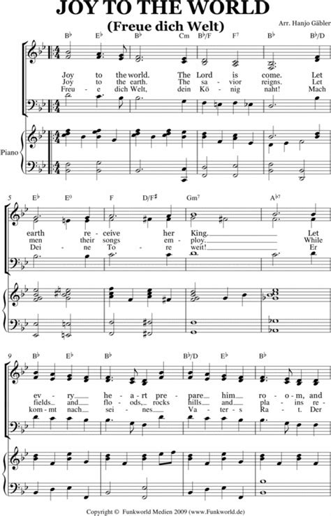 Joy to the world with choir and piano scores - Download Sheet Music