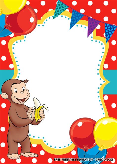 View Curious George Birthday Invitation PNG | Free Invitation Template