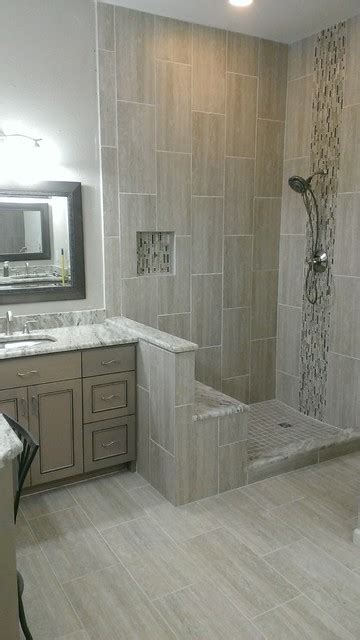 MASTER BATHROOM - Complete remodel 12" x 24" Vertical Tile - Contemporary - Bathroom - Austin ...