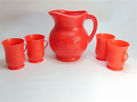 Retro Kool Aid Man Plastic Pitcher and 4 Matching Cups (ca. 1984) in 2020 | Kool aid man, Kool ...