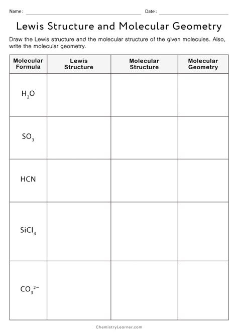 Free Printable Lewis Dot Structure Worksheets