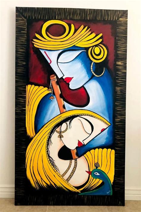 Buy Radha Krishna Modern Art Online in India - Etsy | Modern art canvas ...