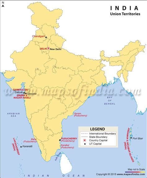 Map of Union Territories of India | Union territory of india, Union territory, India map