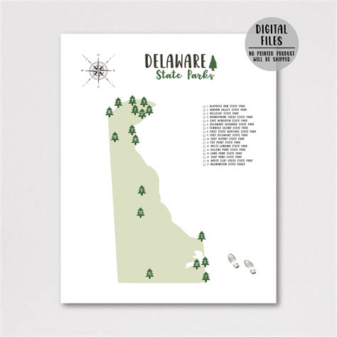 Delaware State Parks Map | Gift For Hiker | Delaware Map – Nomadic Spices