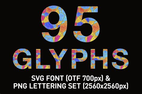 Stained Glass Color SVG Font and PNG Set