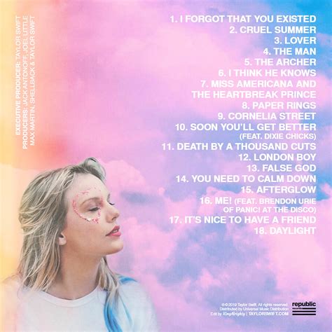 Taylor Swift Lover Album Tracklist