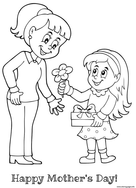 Mothers Day Mother Daughter Flower Gift Coloring Page Printable ...