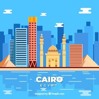 Elegante kairo-skyline mit flachem design | Kostenlose Vektor