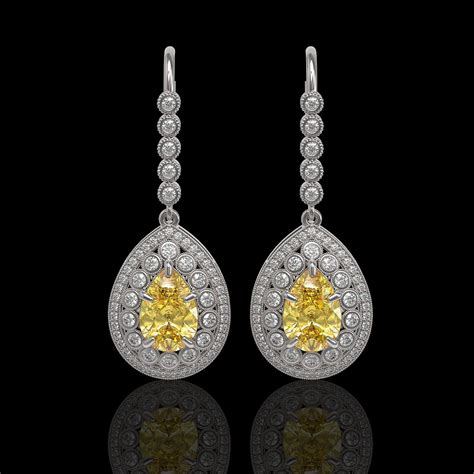 2.75 ctw Intense Fancy Yellow Diamond Earrings 18K Rose Gold