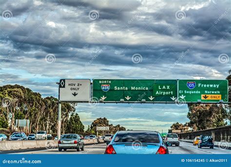 Exit Signs in 405 Freeway in Los Angeles Stock Image - Image of angeles ...