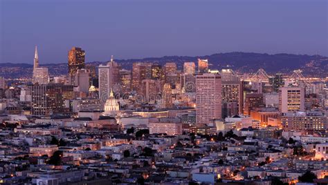 Downtown San Francisco at Night Stock Image - Image of bridge, downtown: 18394409