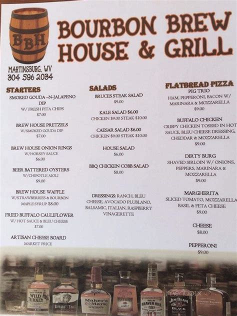 Menu of Bourbon Brew House & Grill in Martinsburg, WV 25404