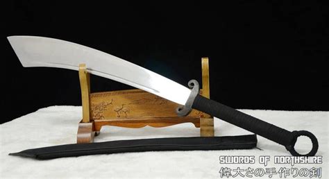 Hand Forged Chinese Dao Sword Carbon Steel Blade Scimitar with Leather ...