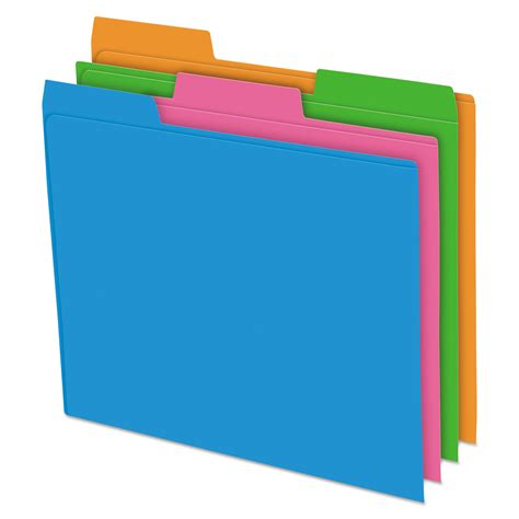 Pendaflex Glow Poly File Folders, 1/3-Cut Tabs, Letter Size, Assorted, 12/Pack | OfficeSupply.com