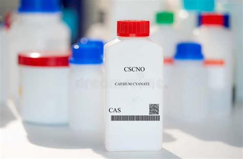 CsCNO Caesium Cyanate CAS Chemical Substance in White Plastic Laboratory Packaging Stock Image ...