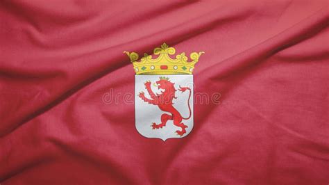 Leon Province of Spain Flag Textile Cloth Fabric Waving on the Top ...