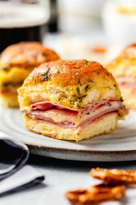 Easy Hot Ham and Cheese Sliders - My Baking Addiction