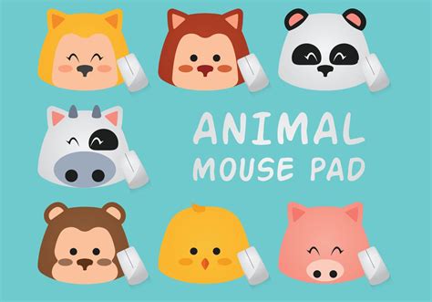 Set of cute vector animal shape mouse pad with mouse Pet Mice, Mouse Pad, Vector Art, Snoopy ...