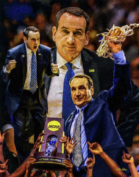 Mike Krzyzewski Duke Blue Devils Coach K NCAA College Basketball Art ...